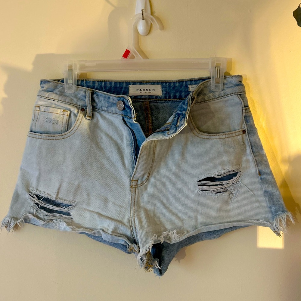 Pacsun High Rise Light Wash Denim Cutoff Shorts
